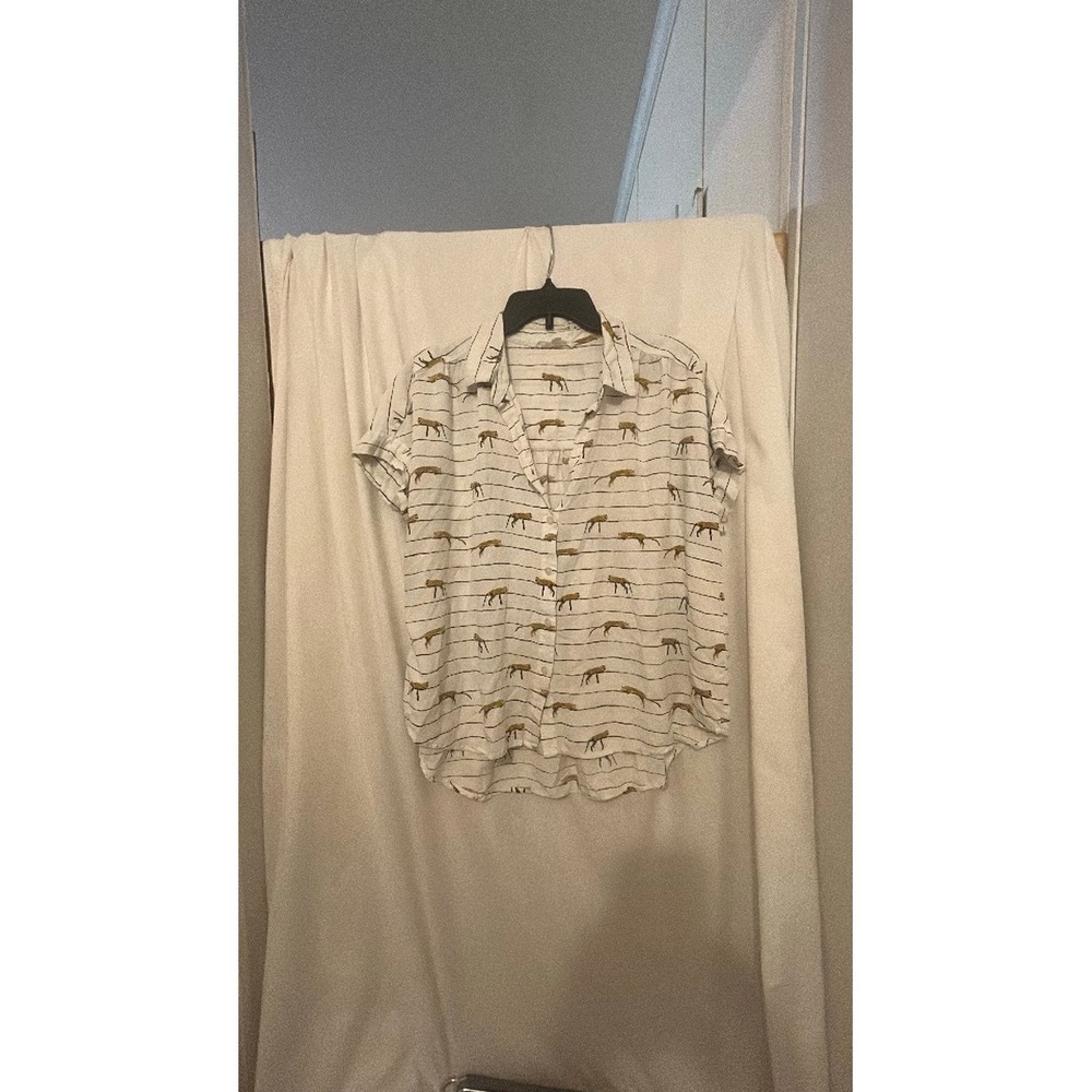 Jane Delancey Leopard Stripe Button Down Shirt - Picture 2 of 4